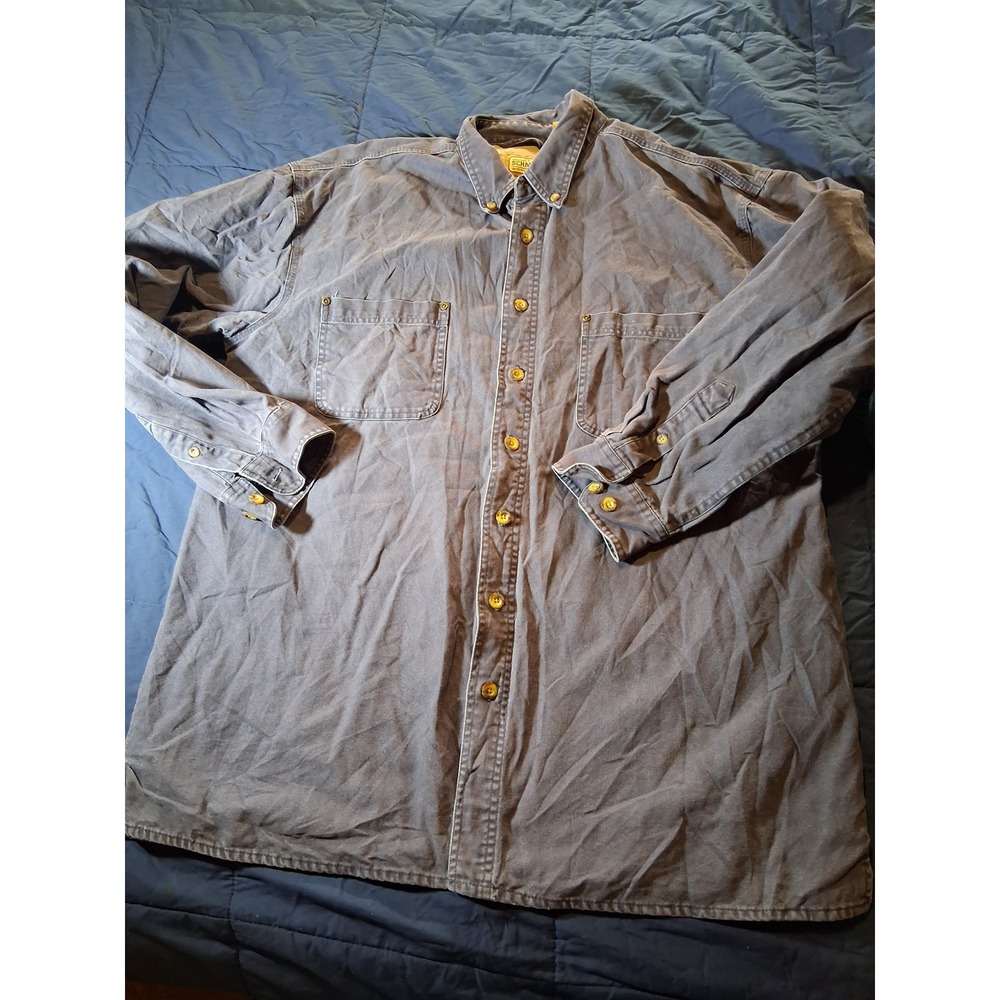 CE Schmidt Workwear Mens XLT Blue Cotton Canvas Button Down Long Sleeve Shirt